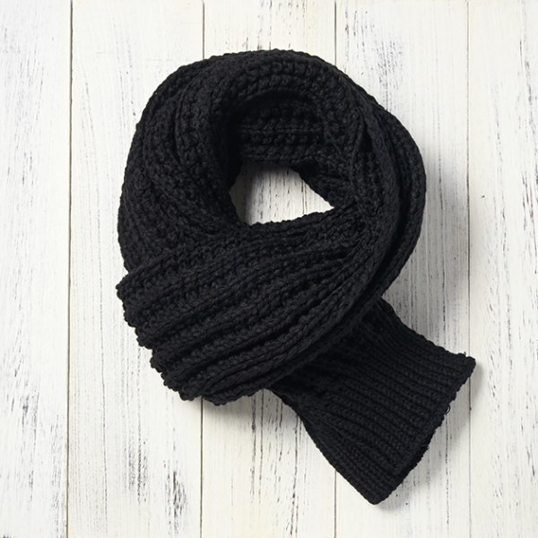 厚暖針織圍巾-黑