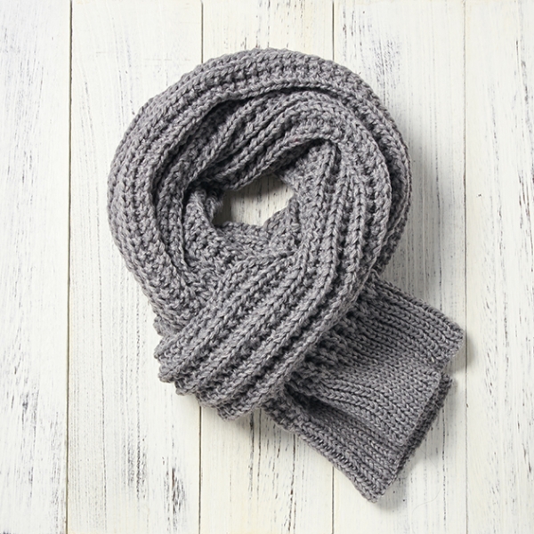厚暖針織圍巾-灰