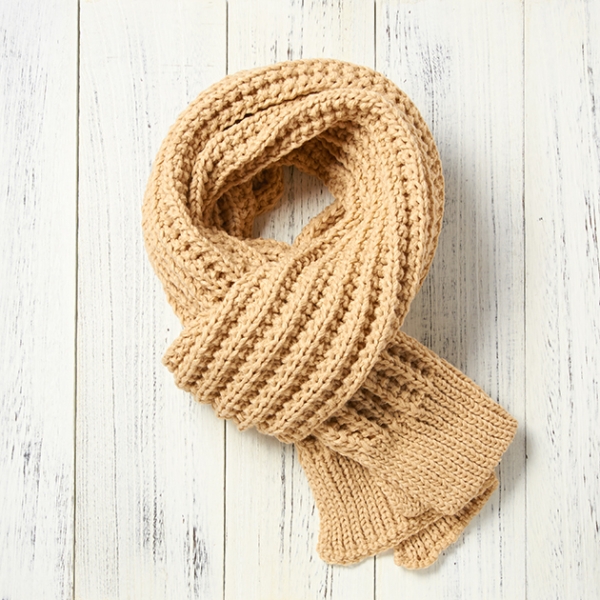 厚暖針織圍巾-米黃