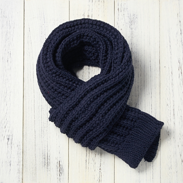 厚暖針織圍巾-藍
