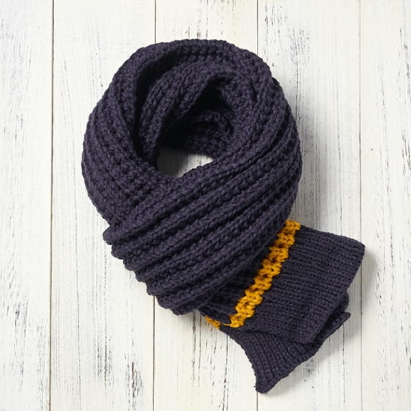 厚暖針織圍巾-黃帶