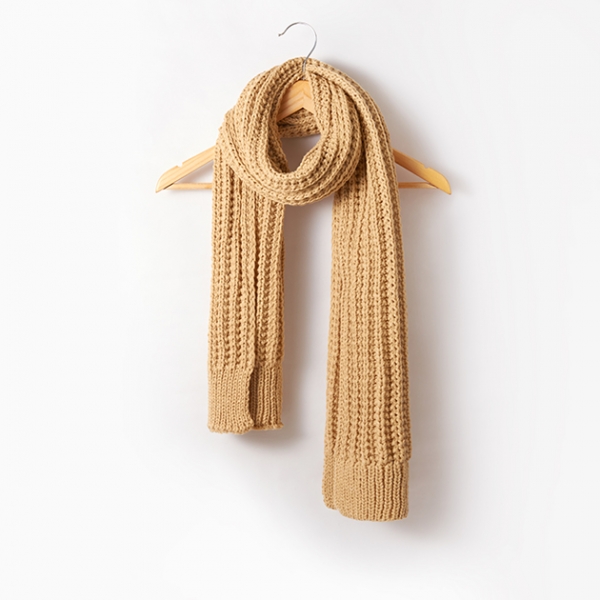 厚暖針織圍巾-米黃