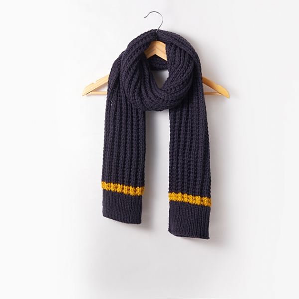 厚暖針織圍巾-黃帶